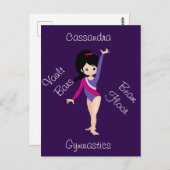 Gymnastics Black Hair, Blue Eyes, Purple Leotard   ポストカード (正面/裏面)