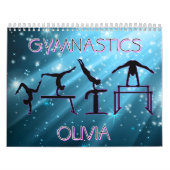 Gymnastics Calendar Blue Starburst Gymnastics Pose カレンダー (カバー)