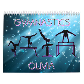 Gymnastics Calendar Blue Starburst Gymnastics Pose カレンダー