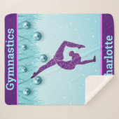 Gymnastics Christmas Purple Aqua Personalized シェルパブランケット (正面(横))