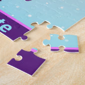 Gymnastics Christmas Purple Aqua Personalized   ジグソーパズル (側面)