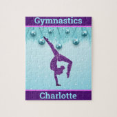 Gymnastics Christmas Purple Aqua Personalized ジグソーパズル (縦)