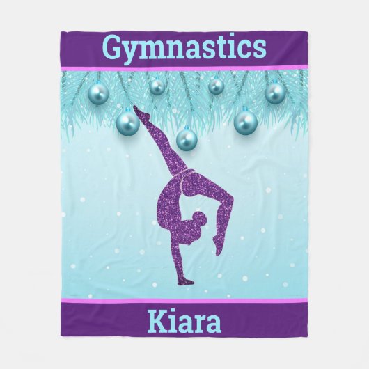 Gymnastics Christmas Purple Aqua Personalized    フリースブランケット (正面)