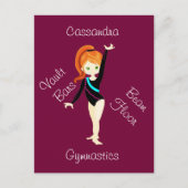 Gymnastics Ginger Hair, Green Eyes, Black Leo  ポストカード (正面)