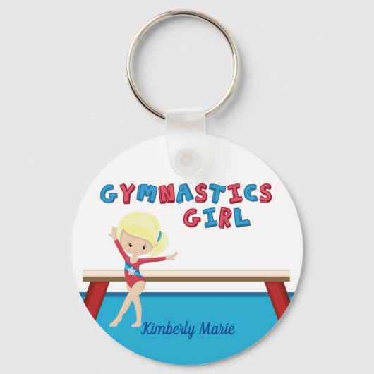 Gymnastics Girl Cute Blonde Gymnast Personalized キーホルダー (正面)