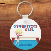 Gymnastics Girl Cute Blonde Gymnast Personalized キーホルダー (正面)