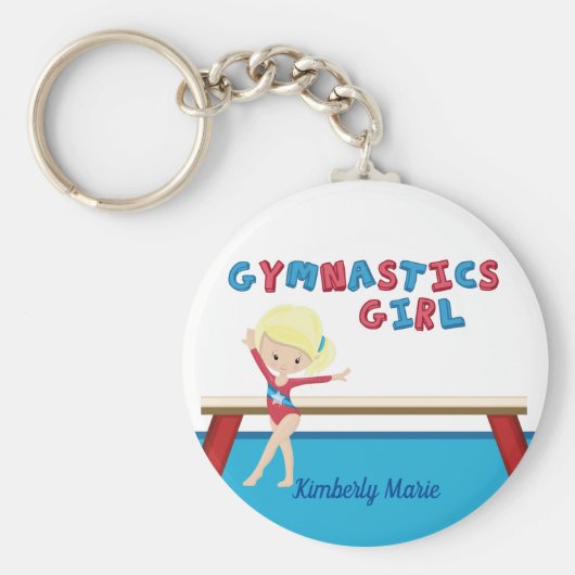 Gymnastics Girl Cute Blonde Gymnast Personalized キーホルダー (正面)