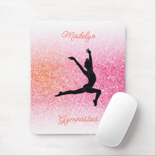 Gymnastics Girl in Gymnast Leotard Pink Tangerine マウスパッド
