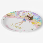 Gymnastics girl & Unicorn birthday paper plates. ペーパープレート (アングル)