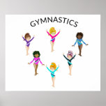 Gymnastics girl's poster with 6 gymnast ポスター<br><div class="desc">Gymnastics girls six gymnast posters.</div>