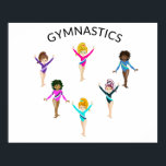 Gymnastics girl's poster with 6 gymnast ポスター<br><div class="desc">Gymnastics girls six gymnast posters.</div>