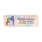 Gymnastics Gymnast Sparkly Glitter Return Address  ラベル (正面)