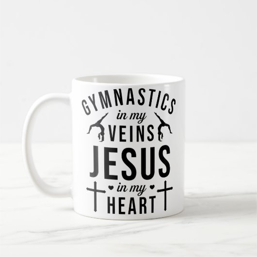 Gymnastics In My Veins Jesus In My Heart Gymnast C コーヒーマグカップ (左)