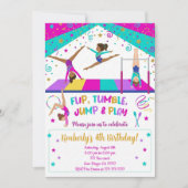 Gymnastics Pink Purple Turquoise Girl Birthday 招待状 (正面)