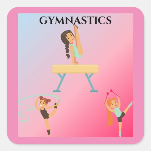 Gymnastics stickers for girl's. スクエアシール (正面)