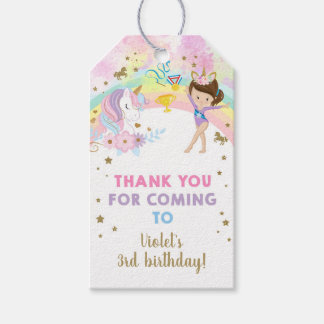 Gymnastics & Unicorn birthday thank you favor tag. ギフトタグ