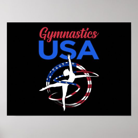 Gymnastics USA Flag Gymnast Gymnastic Sports Lover ポスター (正面)