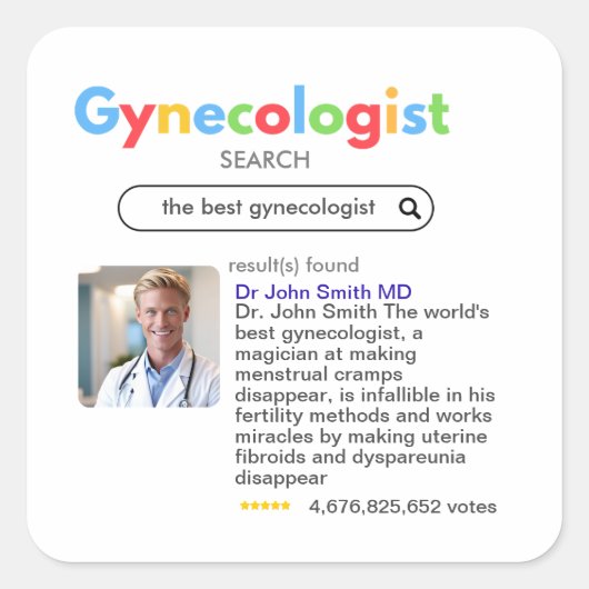 GYNECOLOGIST obstetrician doctor google search スクエアシール (正面)