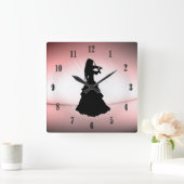 Gypsy Girl Plays Violin Black Numbers スクエア壁時計 (ホーム)