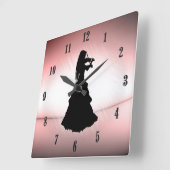 Gypsy Girl Plays Violin Black Numbers スクエア壁時計 (傾斜)