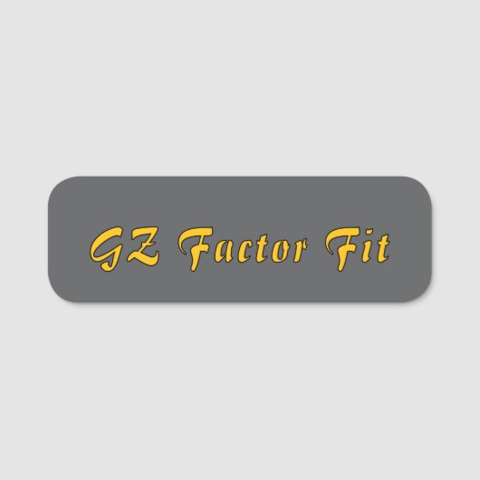 GZファクタフィット – 名前をカスタムするラベル|はっきりした & プロフェッショナル 名札 (正面)