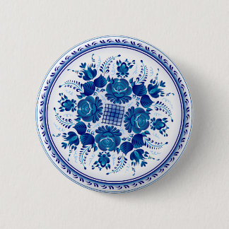 Gzhelスタイルのオーナメント付きボタン 缶バッジ