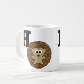 Hがハリネズミ用のモノグラム コーヒーマグカップ (正面左)