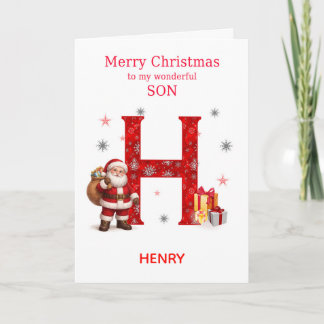 Hではじまるお名前入りサンタのクリスマスカード シーズンカード