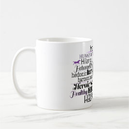 Hで始まる形容詞ワードクラウド コーヒーマグカップ