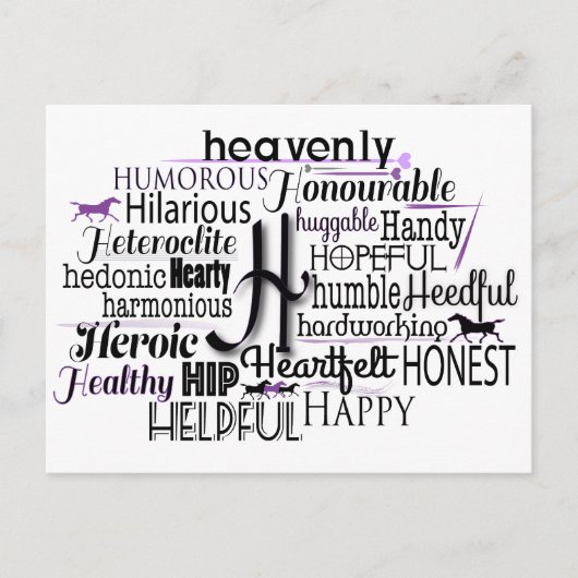 Hで始まる形容詞ワードクラウド ポストカード (正面)