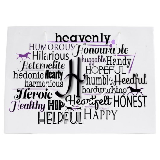 Hで始まる形容詞ワードクラウド ラージペーパーバッグ (正面)