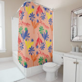 hとカラフルコンテンポラリーの夏のフローラコラージュ シャワーカーテン (インサイチュ)