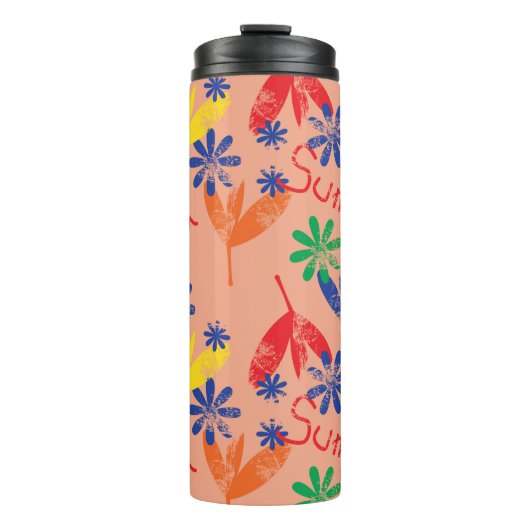 hとカラフルコンテンポラリーの夏のフローラコラージュ タンブラー (正面)