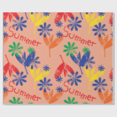 hとカラフルコンテンポラリーの夏のフローラコラージュ ラッピングペーパー (フラット)