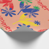 hとカラフルコンテンポラリーの夏のフローラコラージュ ラッピングペーパー (角)
