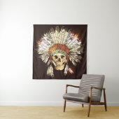 Hと手描き先住民アメリカインディアン・ヘアドレ タペストリー (インサイチュ)