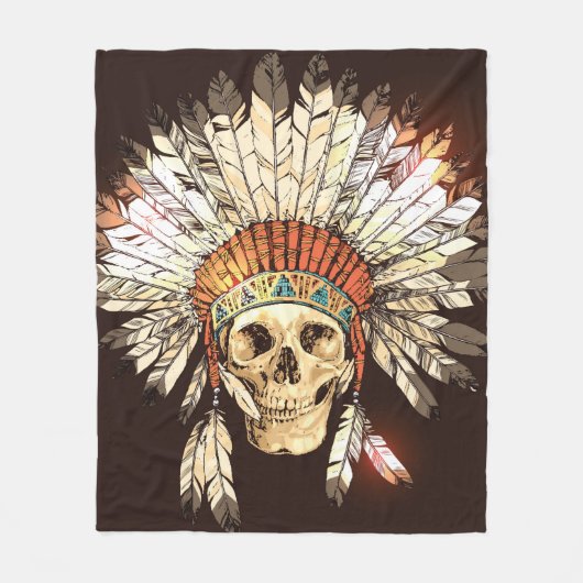 Hと手描き先住民アメリカインディアン・ヘアドレ フリースブランケット (正面)