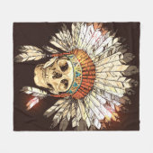 Hと手描き先住民アメリカインディアン・ヘアドレ フリースブランケット (正面(横))