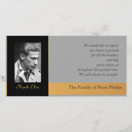 Hの写真の悔やみや弔慰のサンキューカードの金ゴールドの配管 サンキューカード