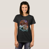 Hの大海原で軍艦を襲うクラーケンとしてのモンスターオランウータン Tシャツ (正面フル)
