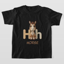Hの字の馬の教育キッズTシャツ | 大文字 Tシャツ