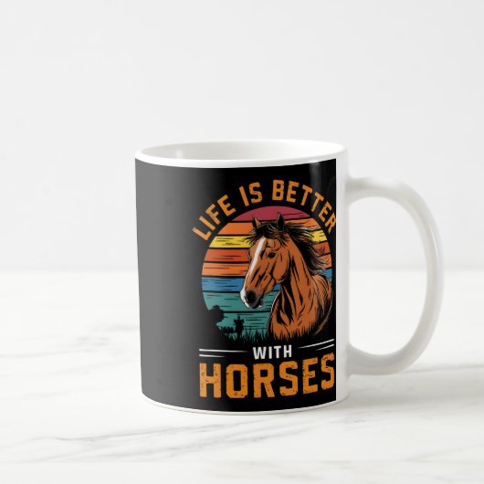 Hの馬のおもしろいレトロ馬で生活が良い コーヒーマグカップ (右)