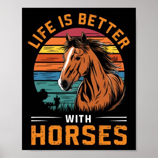 Hの馬のおもしろいレトロ馬で生活が良い ポスター (正面)