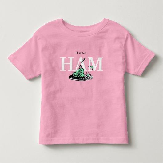 "HはハムのH" | アルファベットデザイン トドラーTシャツ (正面)