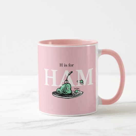 "HはハムのH" | アルファベットデザイン マグカップ (右)