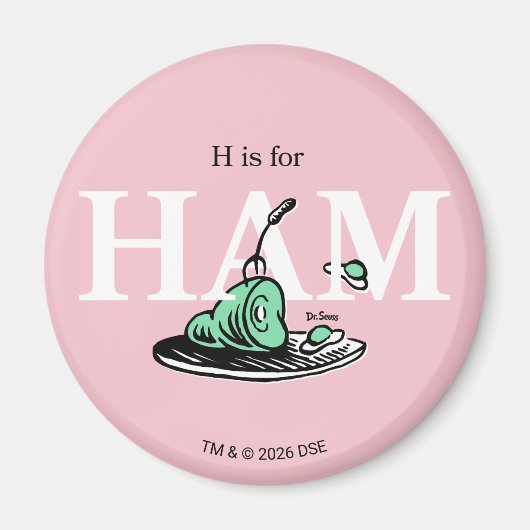 "HはハムのH" | アルファベットデザイン マグネット (正面)