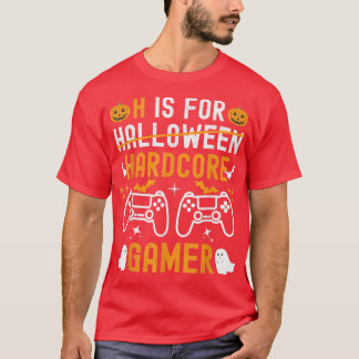 Hはハードコアゲーマー面白いハロウィーンビデオゲーム用 Tシャツ