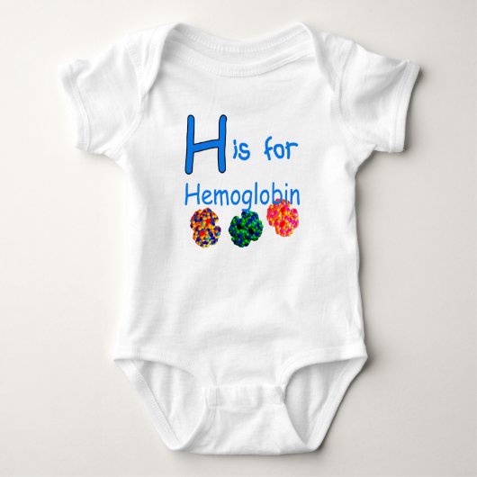 Hはヘモグロビンのためです ベビーボディスーツ (正面)