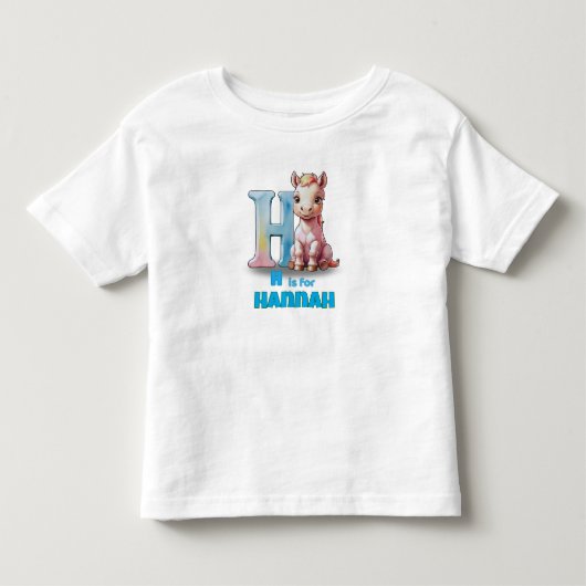 HはHannahのH - オーダーメイド子供服Tシャツ トドラーTシャツ (正面)