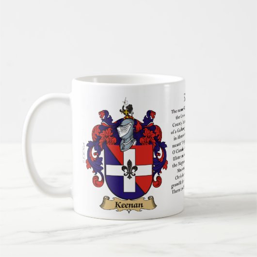 Hを含む(頂上)キーナン家族の紋章付き外衣 コーヒーマグカップ (左)